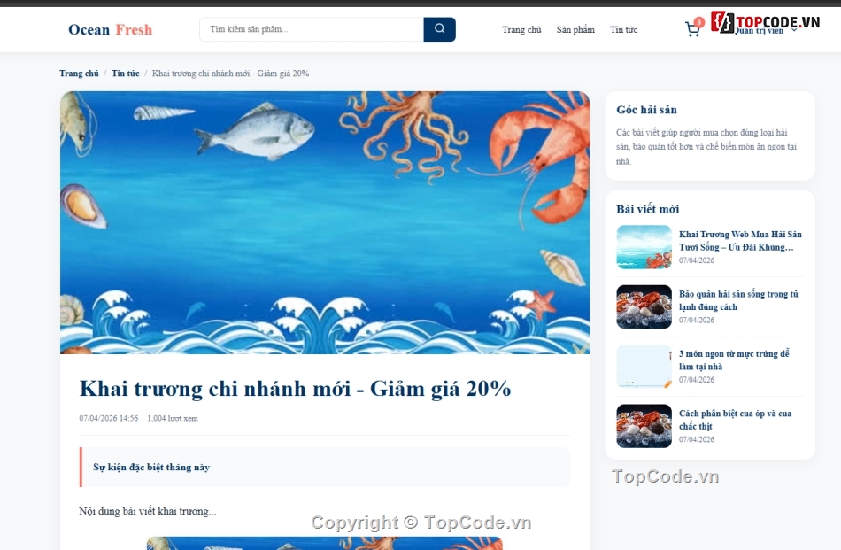Web bán hải sản,hải sản,bán